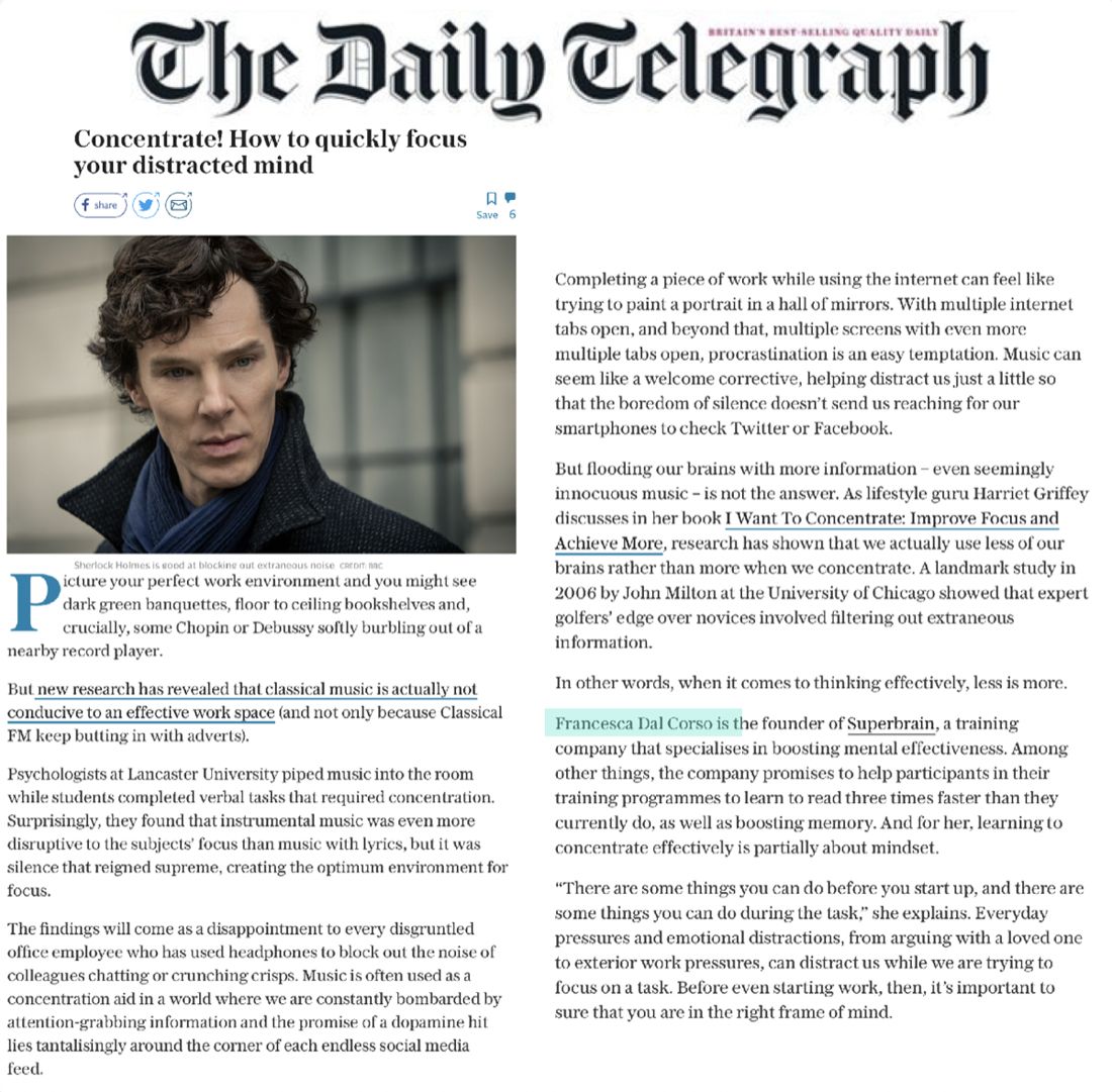The Daily Telegraph feature on focus